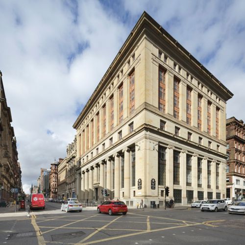 A picture of the corner of the iconic 110 St Vincent Street in Glasgow